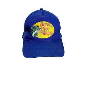 Vintage Bass Pro Shops Hat‎ Blue Trucker Cap Fishing Outdoors Adjustable